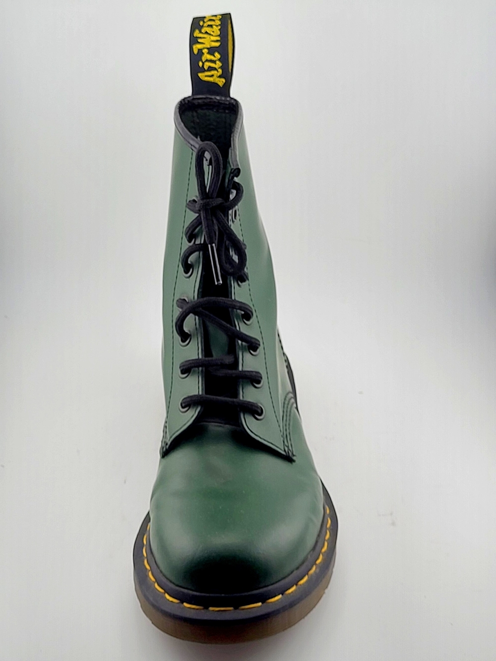 Dr. Martens 1460 Dark Green Lace Up Combat Boots Yellow Stitching Size 8 Exc Con - Picture 7 of 16
